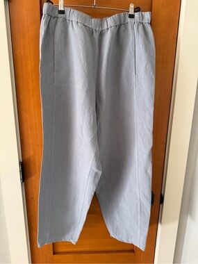 Eileen Fisher Organic Linen Silk Twill Lantern Pant - Gray M EUC